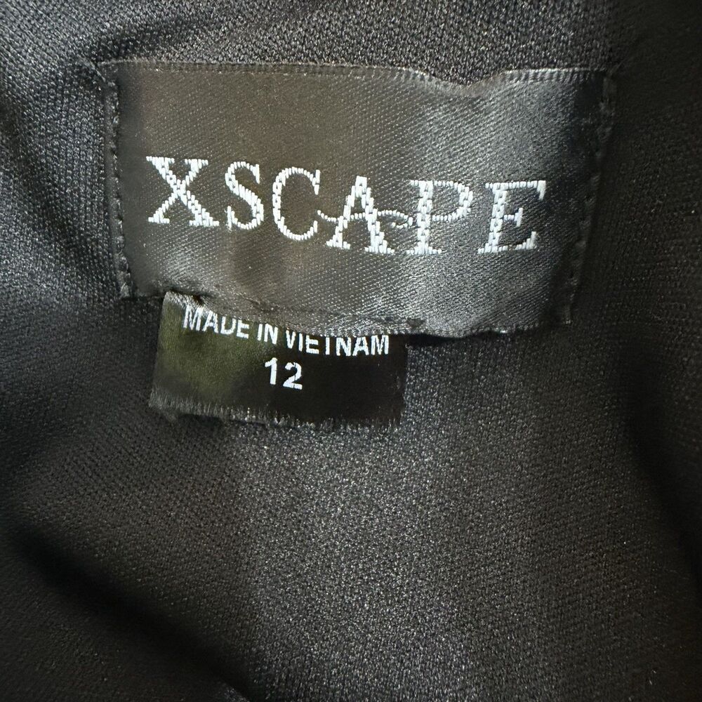 Xscape Jumpsuit Black Scuba Crepe Floral Puff Sleeves Wide Leg NWT Women’s 12 - Picture 8 of 14
